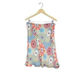 Silk Floral Flowy Skirt Women's 14 Madison Studio Fairy Coconut Girl 2000s Flare